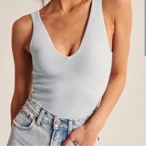 Abercrombie & Fitch Light Blue Ribbed Bodysuit